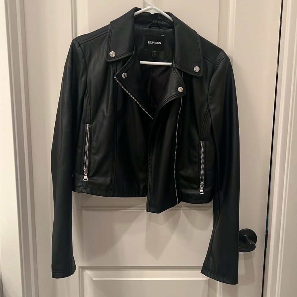 Black leather moto jacket from Express